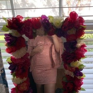 Rose gold off the shoulder dress